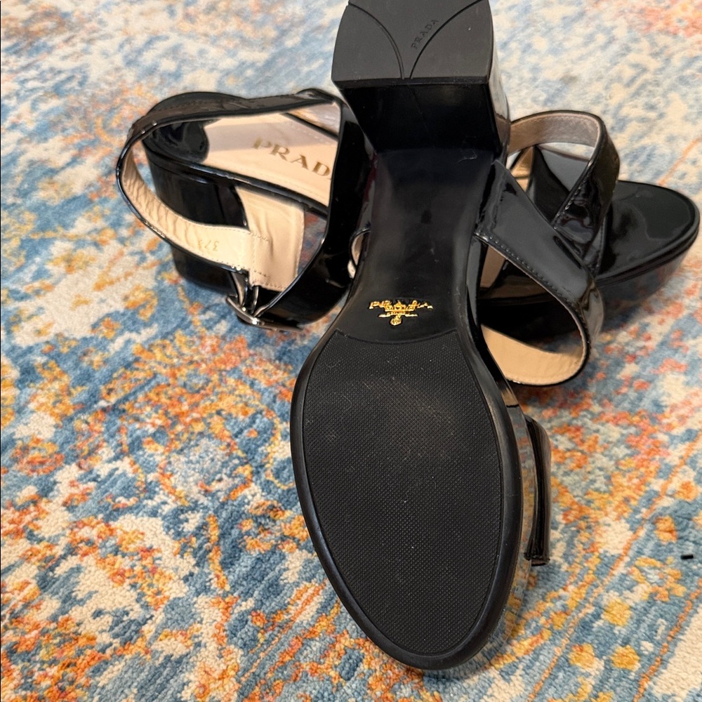 Prada Black Patent Leather Sandals - Picture 6 of 8